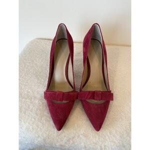 Ann Taylor Odette Wine Suede Bow Heels Shoes Fashion Blogger Work Pumps 9 Fairy